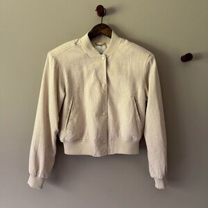 H&M LINEN BLEND JACKET BEIGE SIZE SMALL